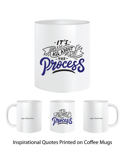 Pep Bliss Customizable Photo Mug, White Ceramic Coffee Cup, 350 ML, Its all about the Process