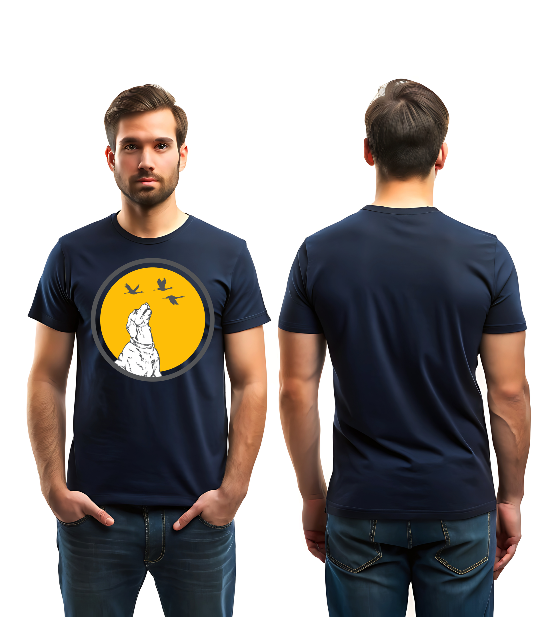 DOG WITH BIRDS UNISEX T-SHIRT