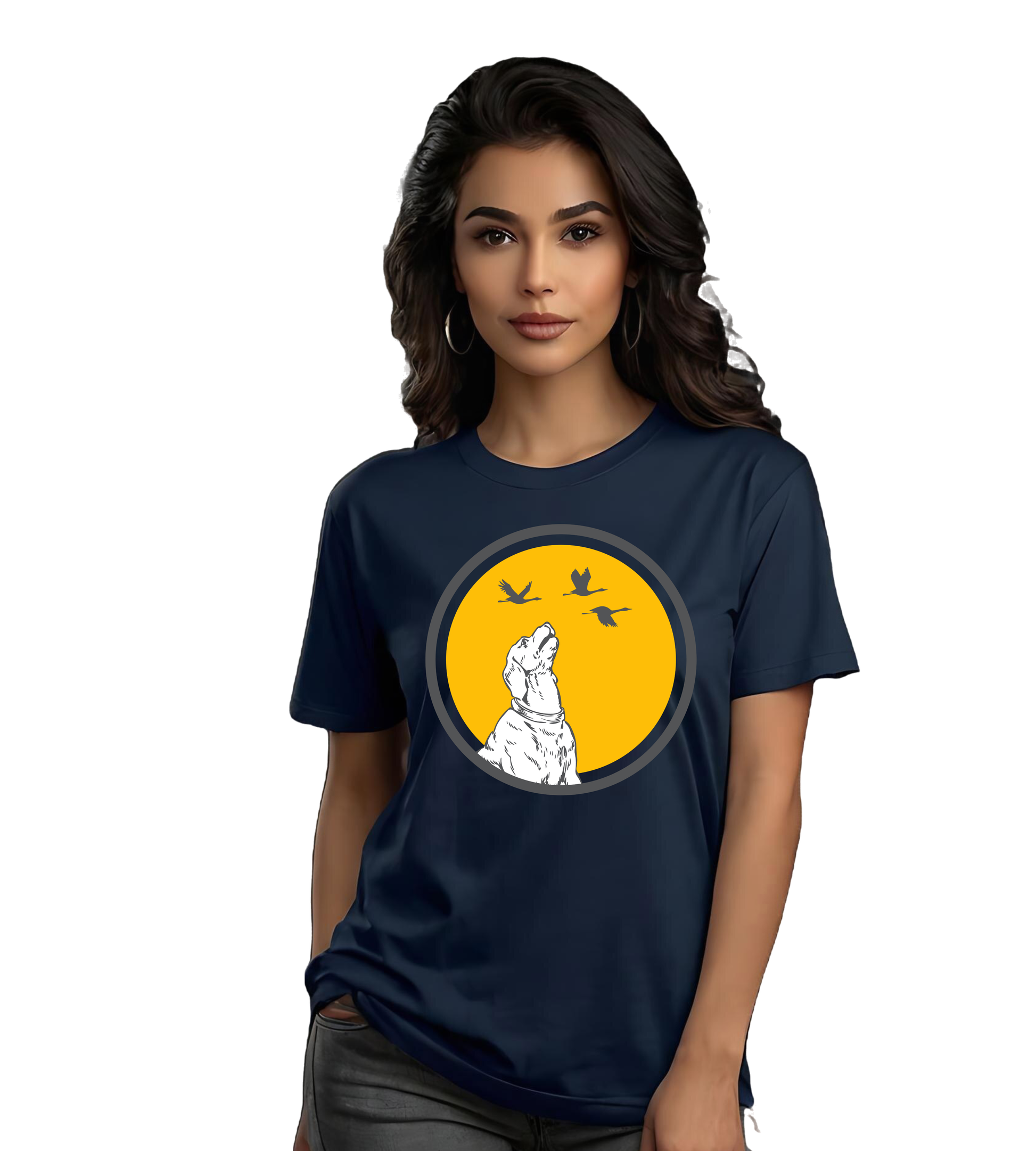 DOG WITH BIRDS UNISEX T-SHIRT