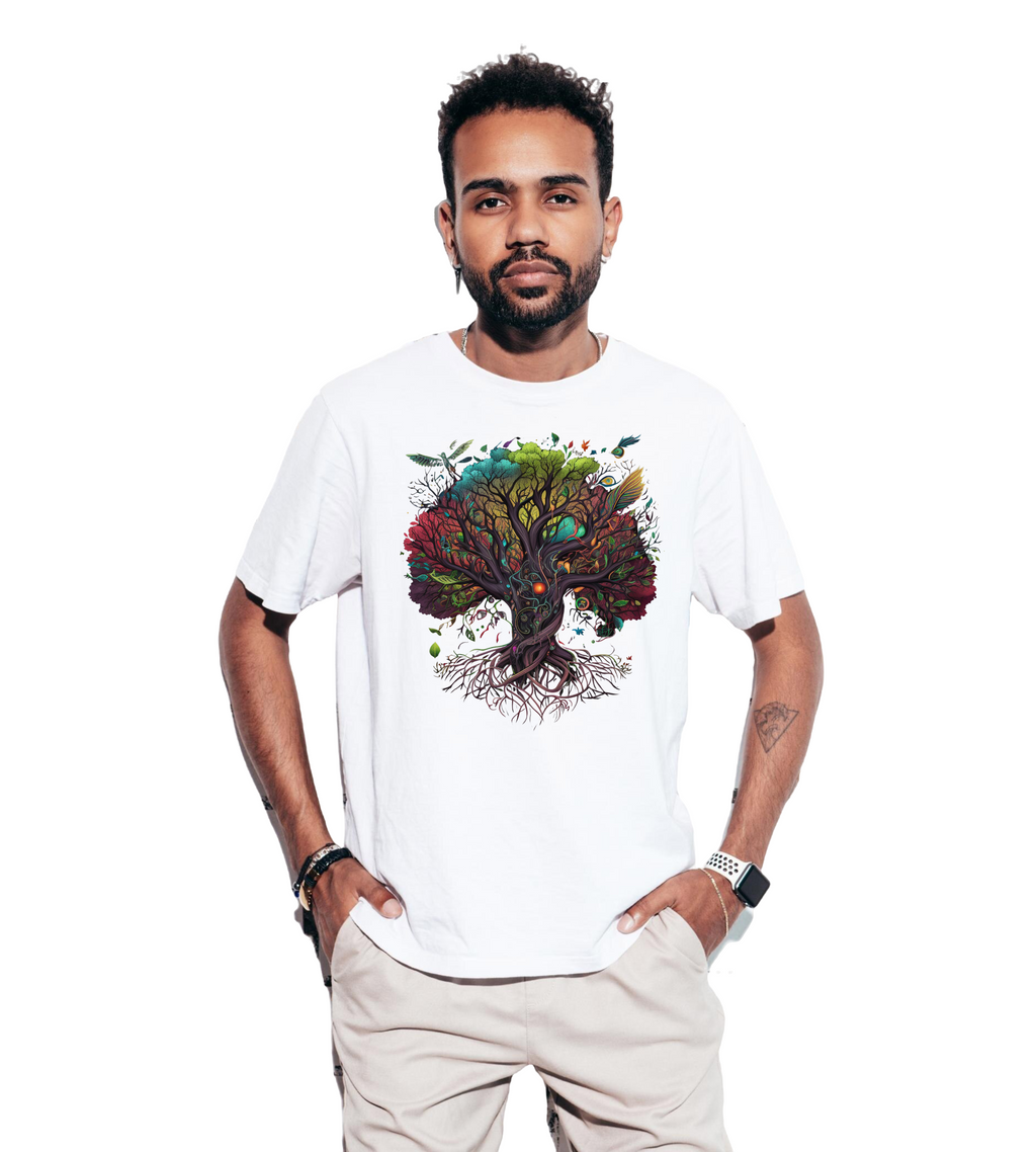 Tree of Life White T-Shirt Round Neck