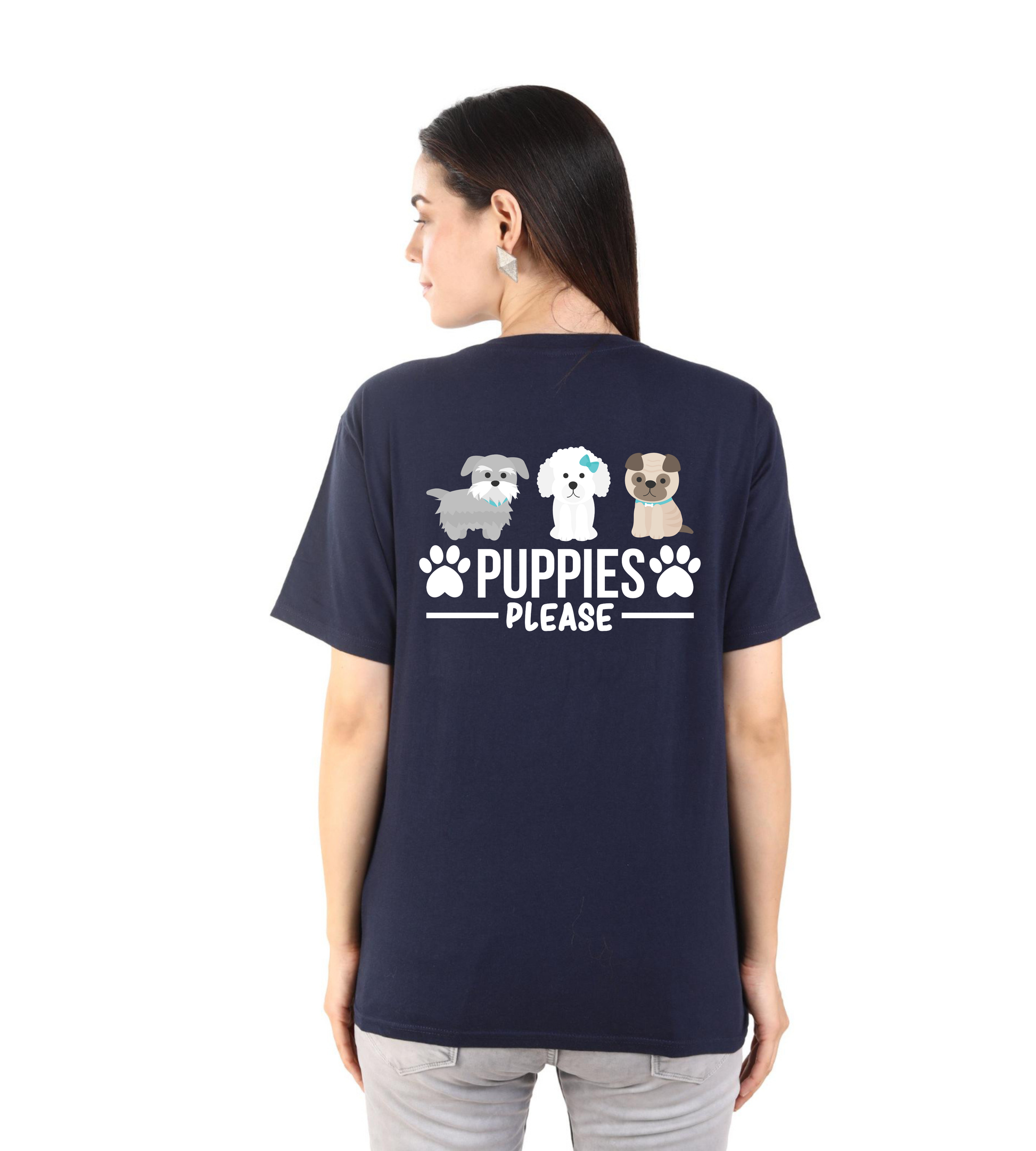 NAVY BLUE "PUPPIES PLEASE" DOG LOVER T-SHIRT
