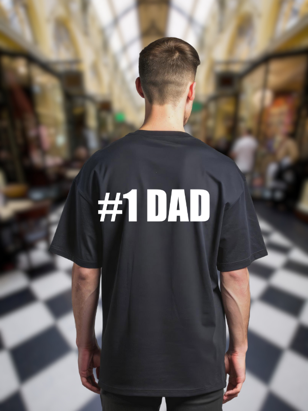 #1 Dad Graphic T-Shirt, Black Cotton, Oversized Fit
