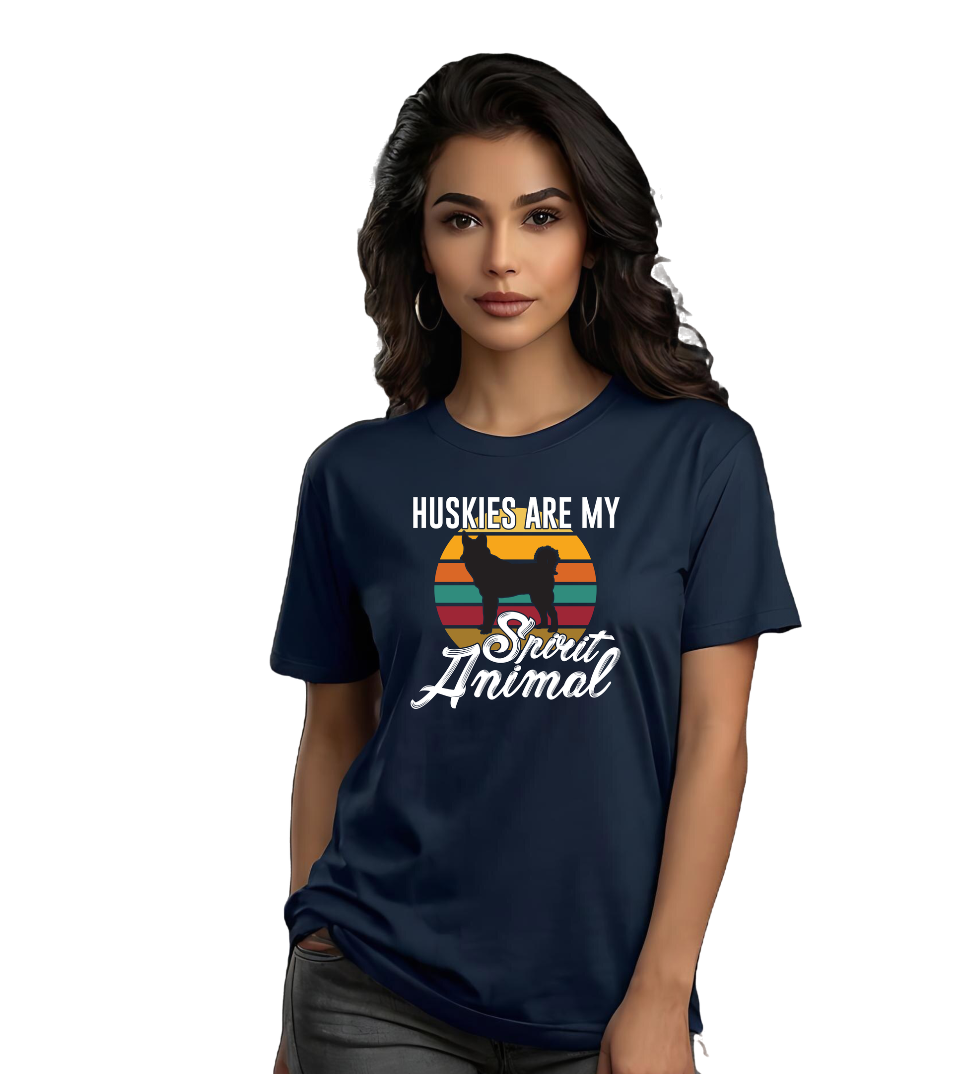 NAVY BLUE HUSKY SPIRIT ANIMAL DOG LOVER T-SHIRT