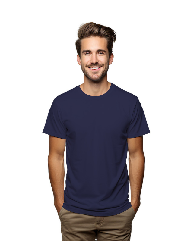 Premium Cotton Plain Navy Blue T-Shirt , Regular Fit,  Unisex