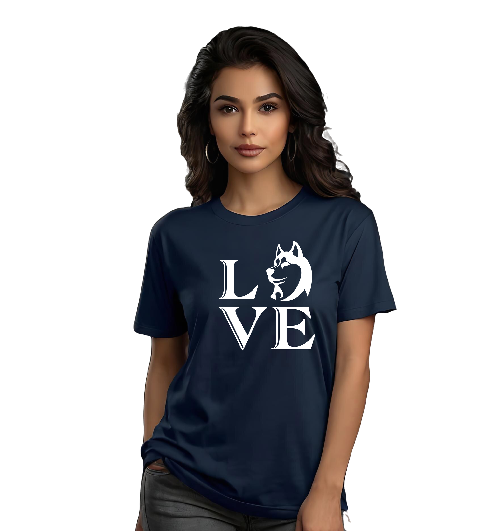 NAVY BLUE LOVE DOGS T-SHIRT FOR DOG LOVERS