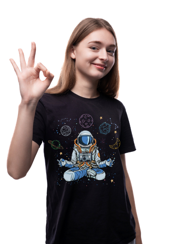 Astronaut Yoga T-Shirt for Men - Space Yoga Art Print Tee