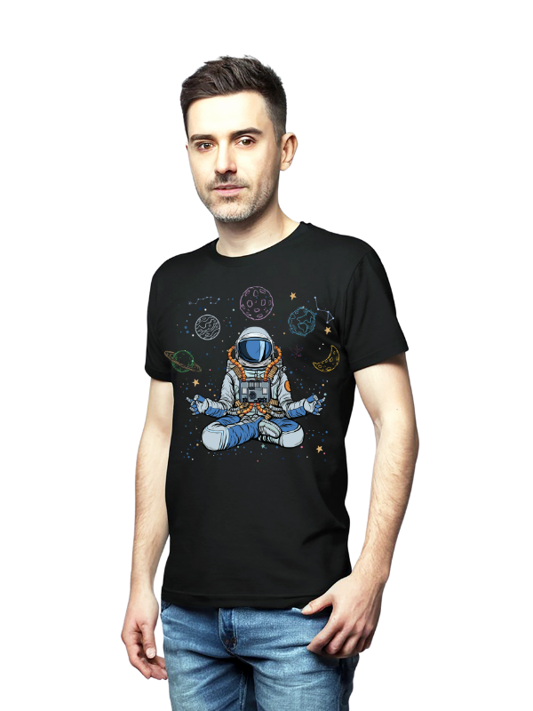 Astronaut Yoga T-Shirt for Men - Space Yoga Art Print Tee
