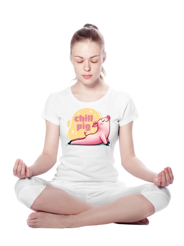 "Chill Pig" Unisex Yoga T-Shirt – Playful Mindfulness Tee