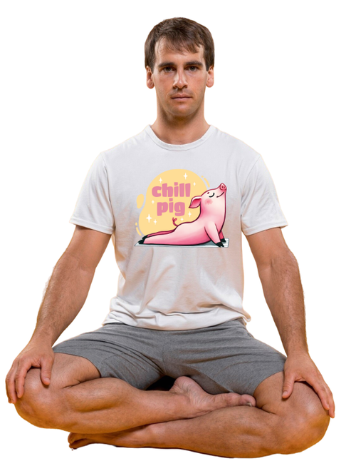 "Chill Pig" Unisex Yoga T-Shirt – Playful Mindfulness Tee