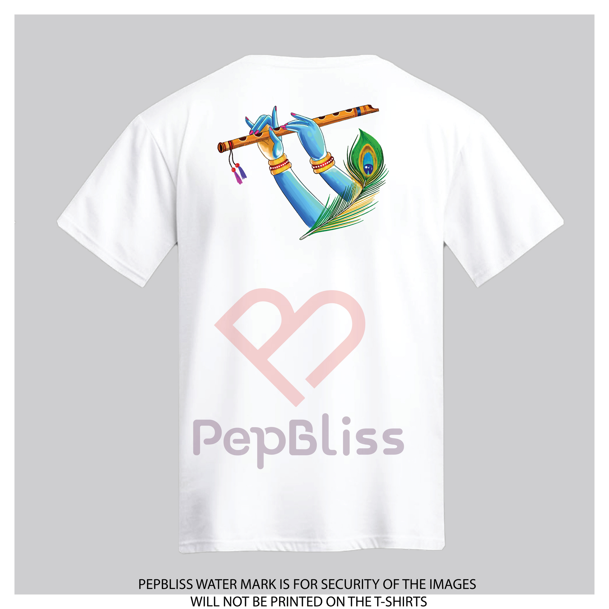 Krishna Design, Artistic Theme Unisex, White Cotton T-Shirt