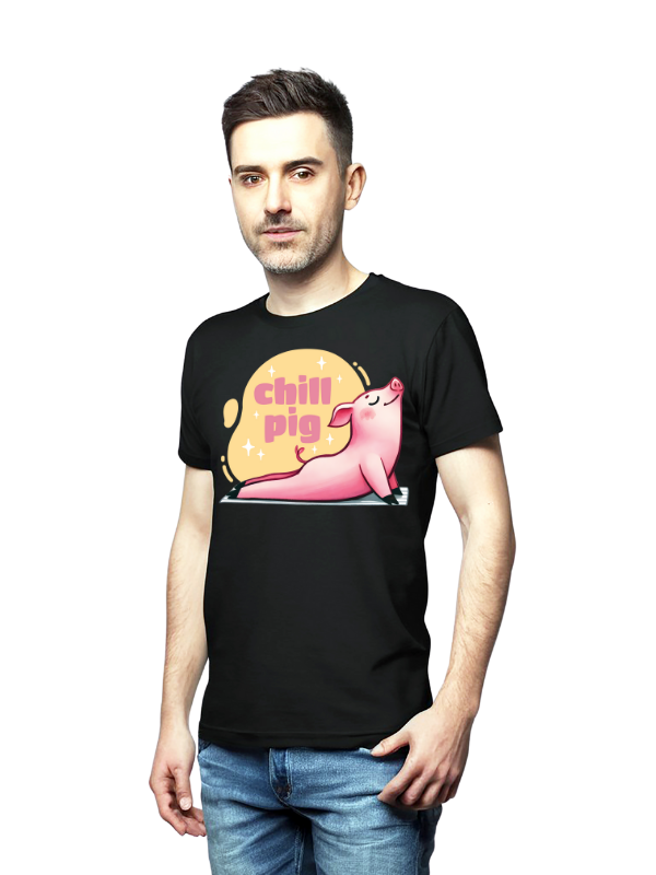 "Chill Pig" Unisex Yoga T-Shirt – Playful Mindfulness Tee
