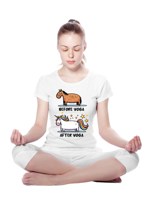 "Before Yoga vs. After Yoga" Unisex T-Shirt