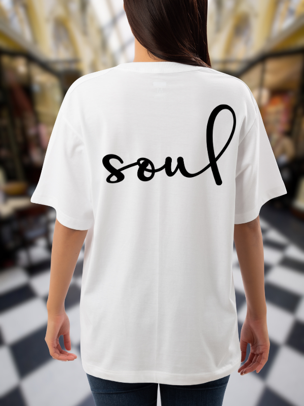 Soul Typography Graphic T-Shirt, White Cotton, Oversized Fit