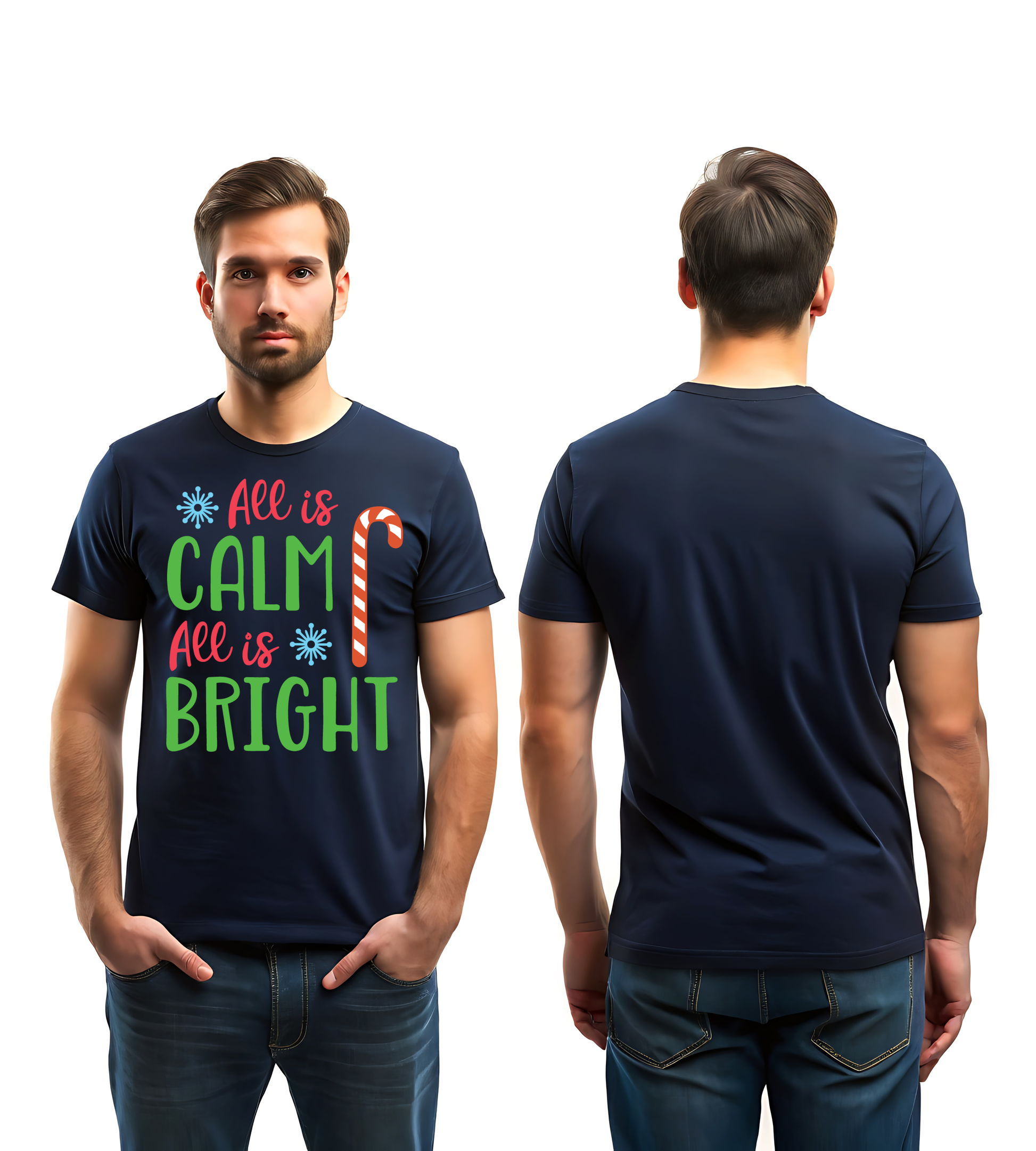 ALL IS CALM | ALL IS BRIGHT – Navy Blue T-Shirt