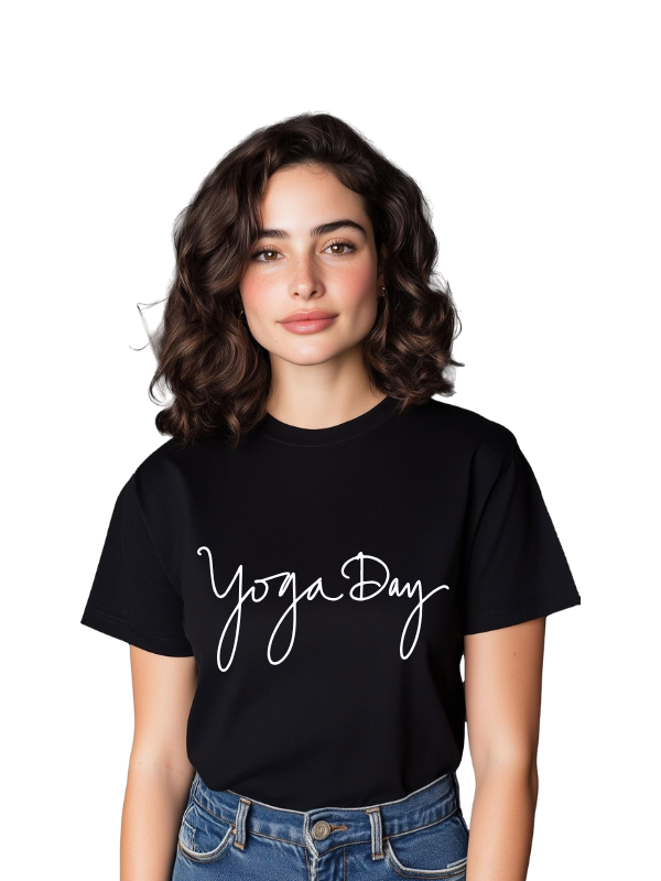 yoga day short sleeves printed graphic - unisex t-shirt black