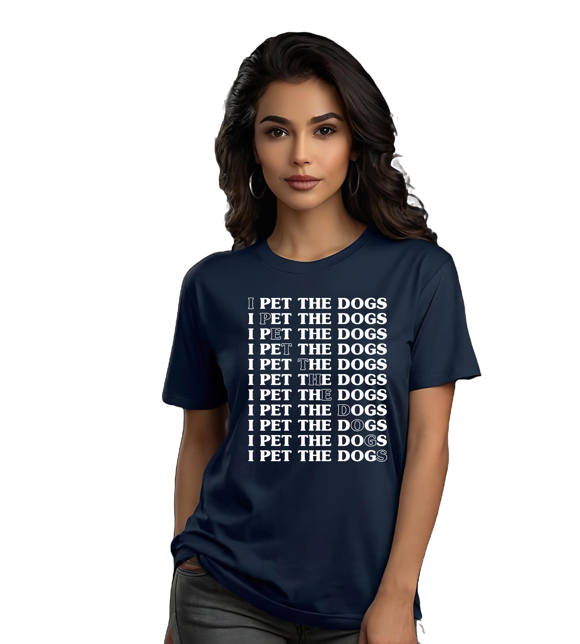 I Pet The Dogs T-Shirt Round Neck Blue