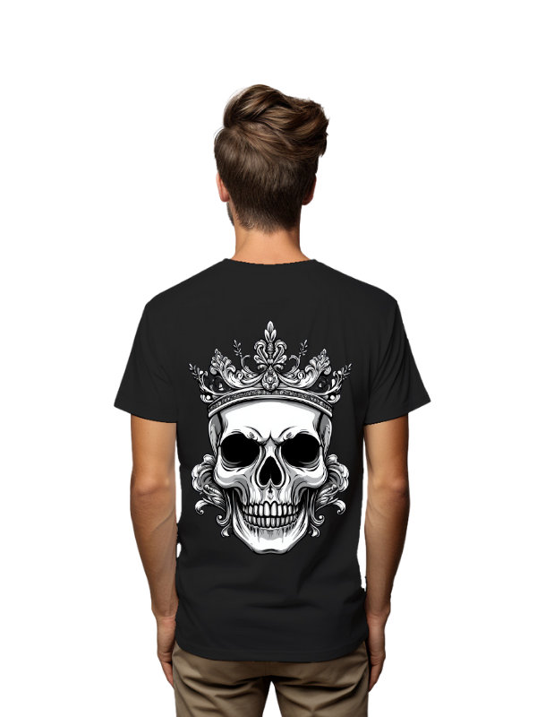 Crowned Skull Graphic T-Shirt, Back Print, Unisex Short Sleeve