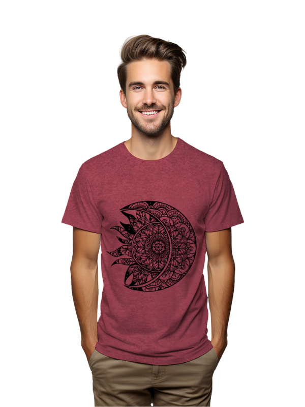 Mandala Sun Moon Design T-Shirt, Unisex, Short Sleeve