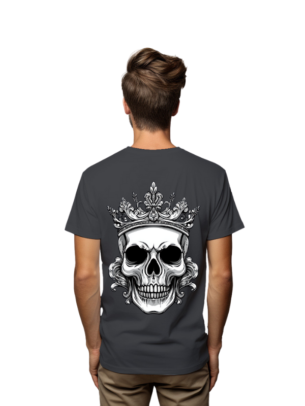 Crowned Skull Graphic T-Shirt, Back Print, Unisex Short Sleeve