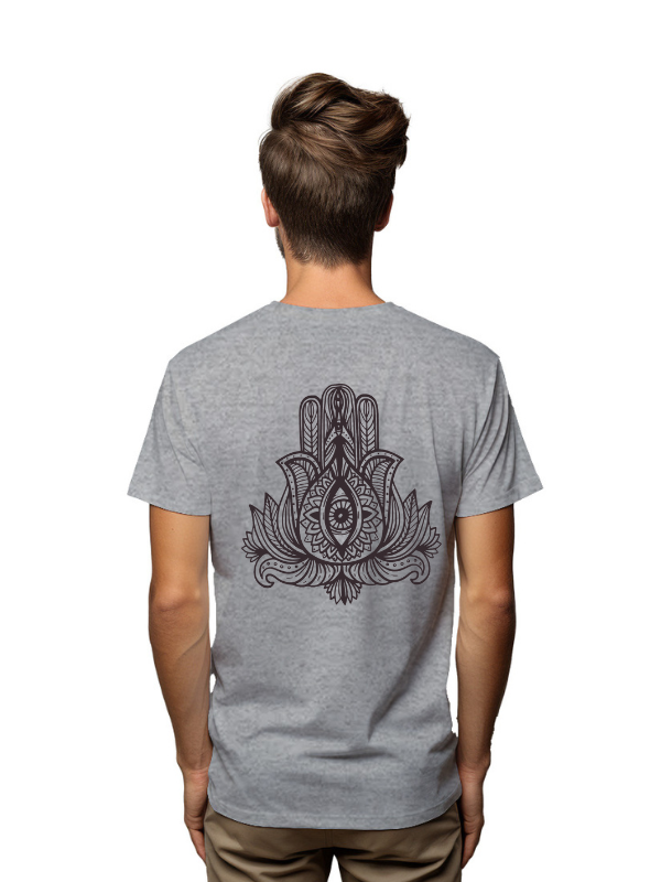 HAMSA HAND FONT BACK PRINTED UNISEX GRAPHICAL TSHIRT