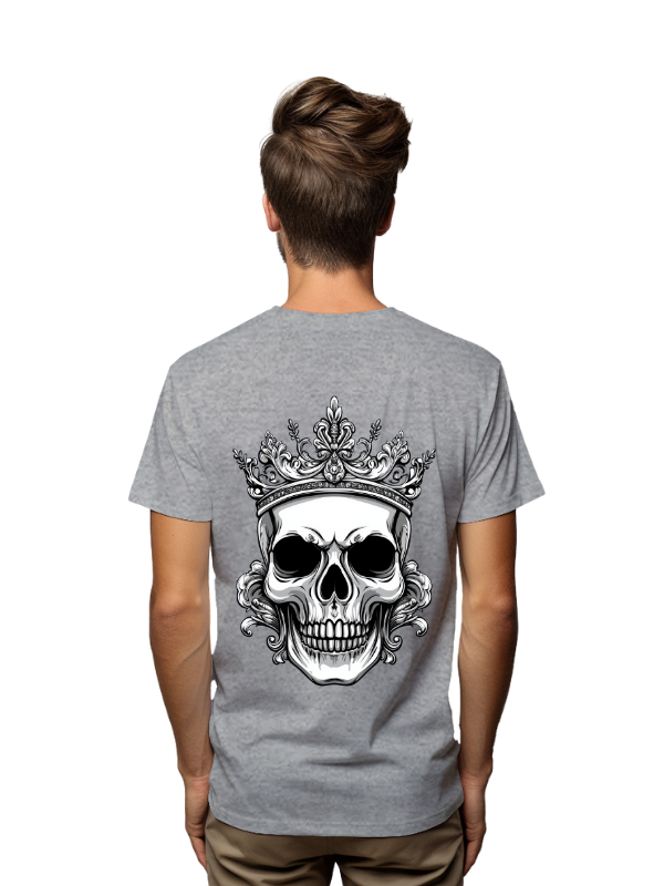Crowned Skull Graphic T-Shirt, Back Print, Unisex Short Sleeve