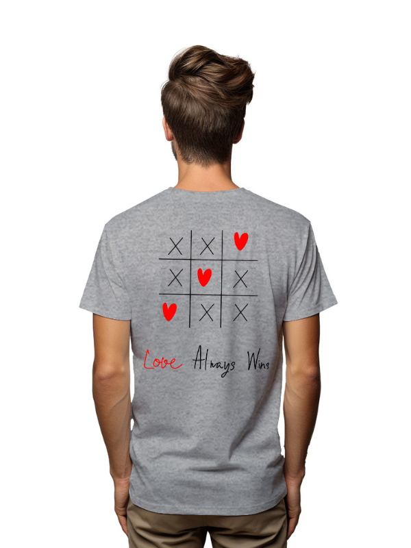 love always win tic tac toe printed graphical unisex printed t-shirt