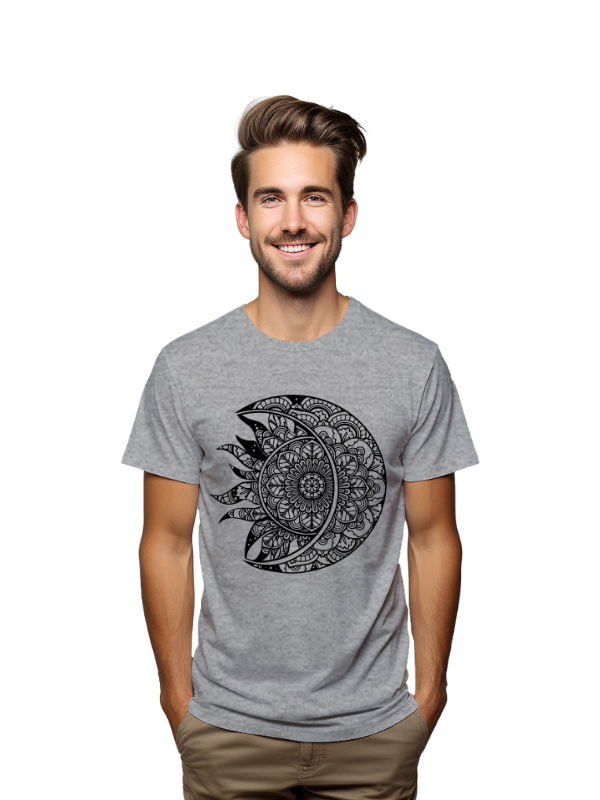 Mandala Sun Moon Design T-Shirt, Unisex, Short Sleeve