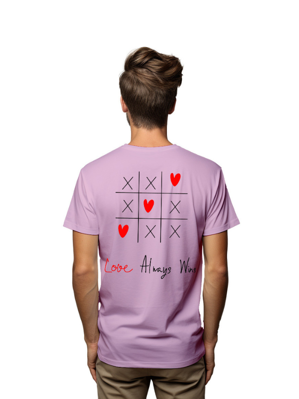 love always win tic tac toe printed graphical unisex printed t-shirt