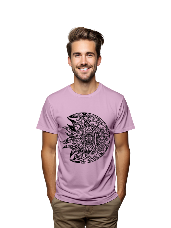 Mandala Sun Moon Design T-Shirt, Unisex, Short Sleeve