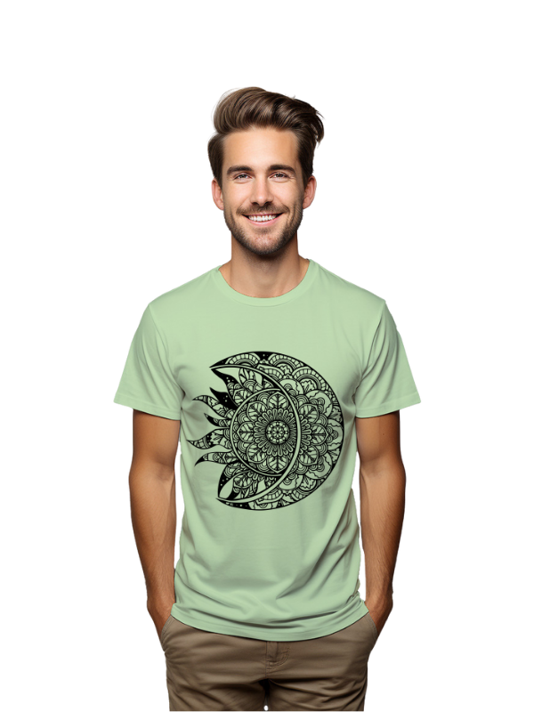 Mandala Sun Moon Design T-Shirt, Unisex, Short Sleeve