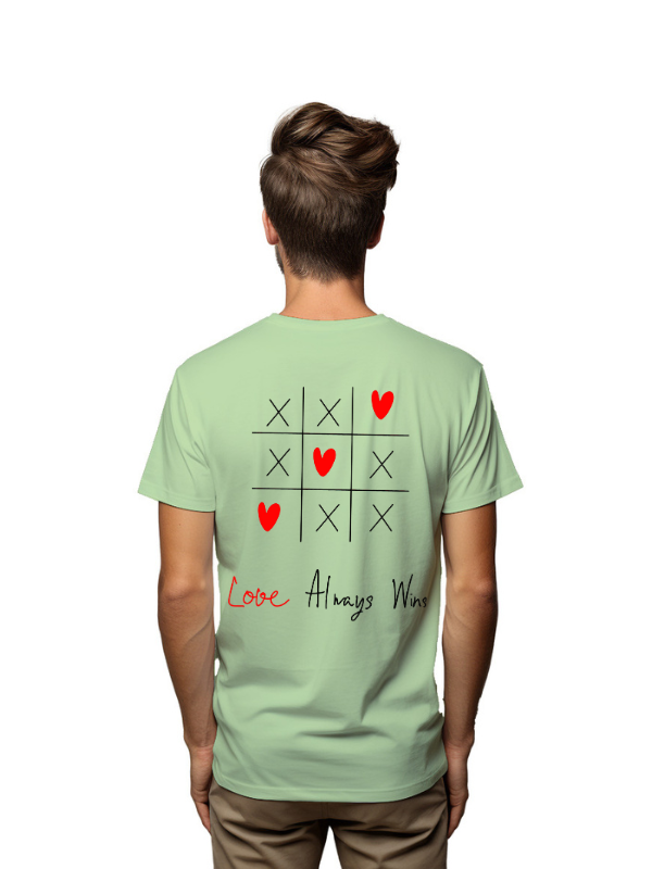 love always win tic tac toe printed graphical unisex printed t-shirt