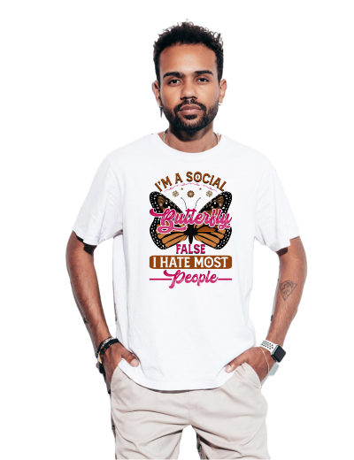 Pep Bliss T-Shirt, White, I'm a Social Butterfly