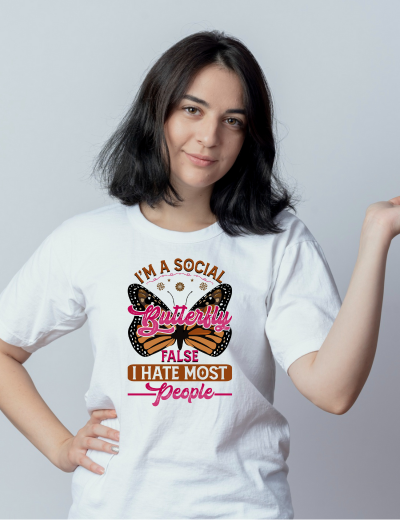 Pep Bliss T-Shirt, White, I'm a Social Butterfly
