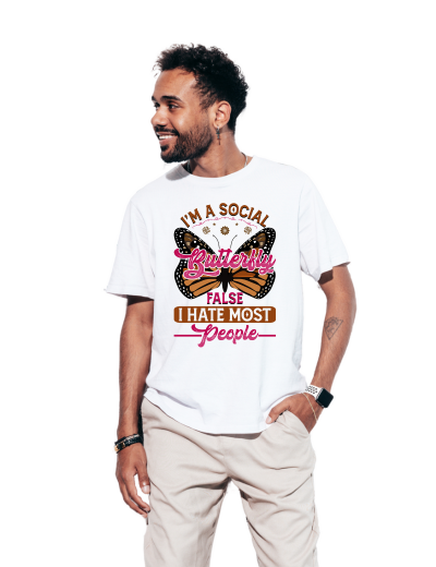 Pep Bliss T-Shirt, White, I'm a Social Butterfly