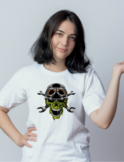 Pep Bliss T-Shirt with Green Skull Print