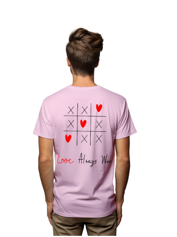 love always win tic tac toe printed graphical unisex printed t-shirt