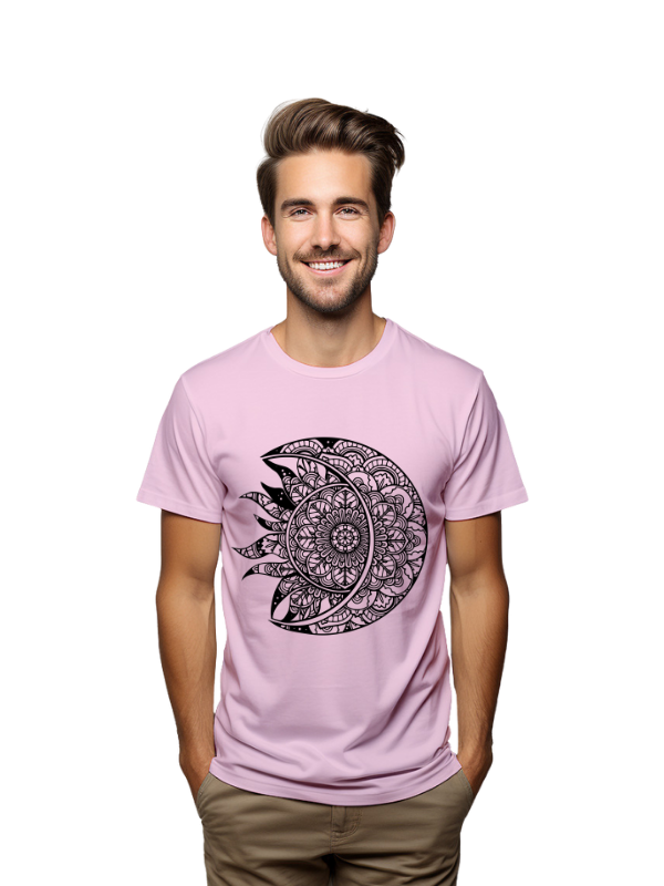 Mandala Sun Moon Design T-Shirt, Unisex, Short Sleeve