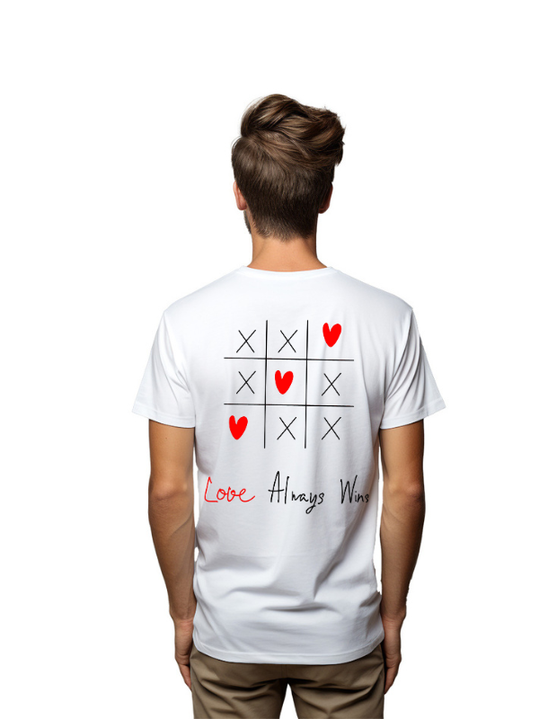 love always win tic tac toe printed graphical unisex printed t-shirt