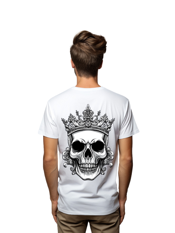 Crowned Skull Graphic T-Shirt, Back Print, Unisex Short Sleeve