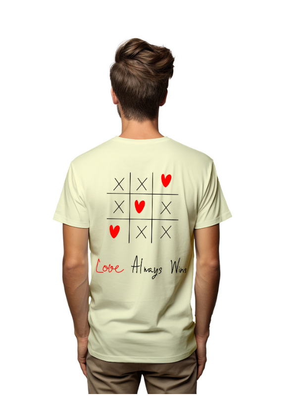 love always win tic tac toe printed graphical unisex printed t-shirt