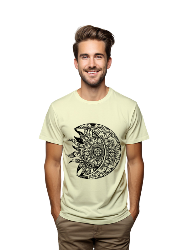 Mandala Sun Moon Design T-Shirt, Unisex, Short Sleeve