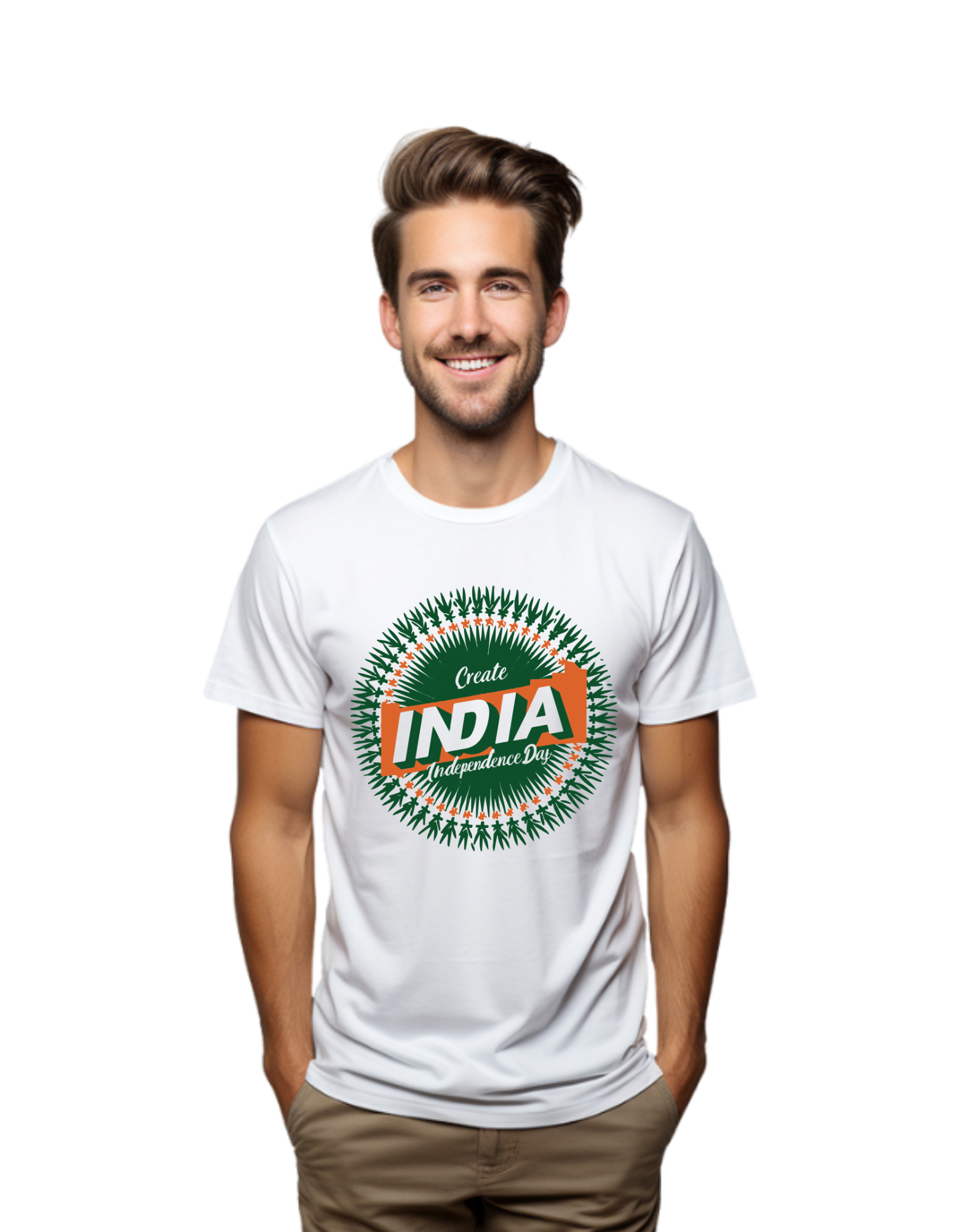 Create India Independence Day printed White Graphic Unisex T-shirt